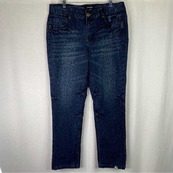 Roz & Ali Jeans Women's 16 Plus Size Leopard Print Skinny Denim Stretch Pockets - Picture 2 of 11